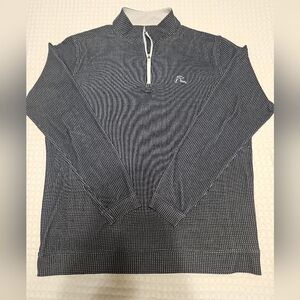 Rhoback Men's Navy White Dot 1/4 Zip Pullover Mock Neck Long Sleeve Athletic L